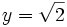y={\sqrt  {2}}\ 