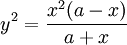 y^{2}={\frac  {x^{2}(a-x)}{a+x}}