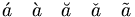 {\acute  {a}}\quad {\grave  {a}}\quad {\breve  {a}}\quad {\check  {a}}\quad {\tilde  {a}}